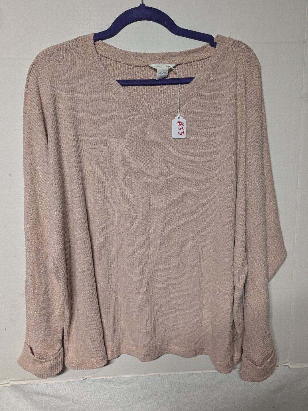 Carlson Ribbed Blush Pink V-neck sweater XL From Nordstrom